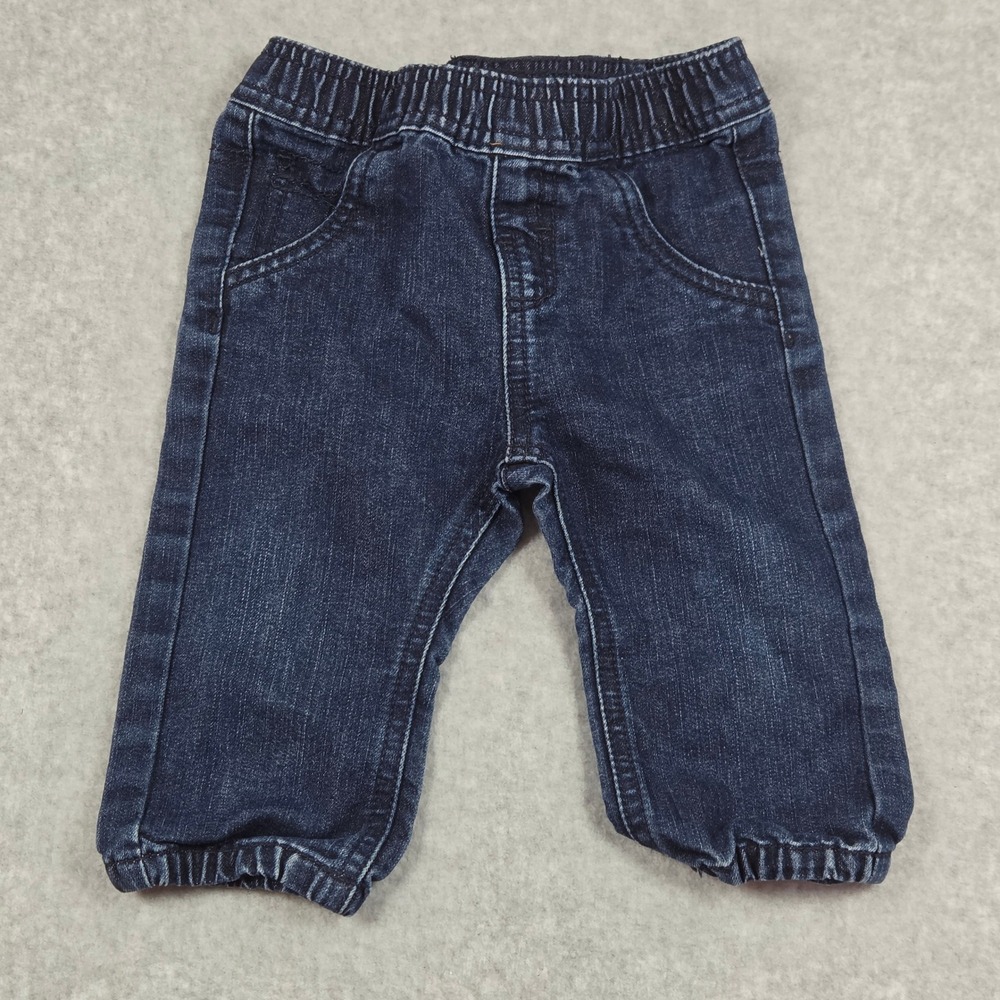 Kiabi Baby Boys Dark Wash Blue Denim Jogger Pants Elastic Waist Size 9M Y2K